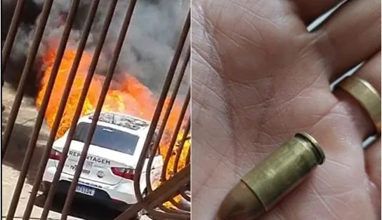 Carro de afiliada do SBT é cercado por bandidos e queimado; cinegrafista foi agredido