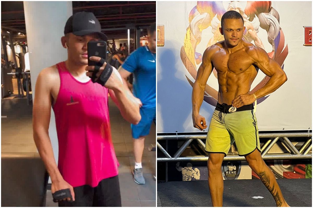 Robson Júnior antes e depois de virar atleta de fisiculturismo. Foto: Arquivo Pessoal