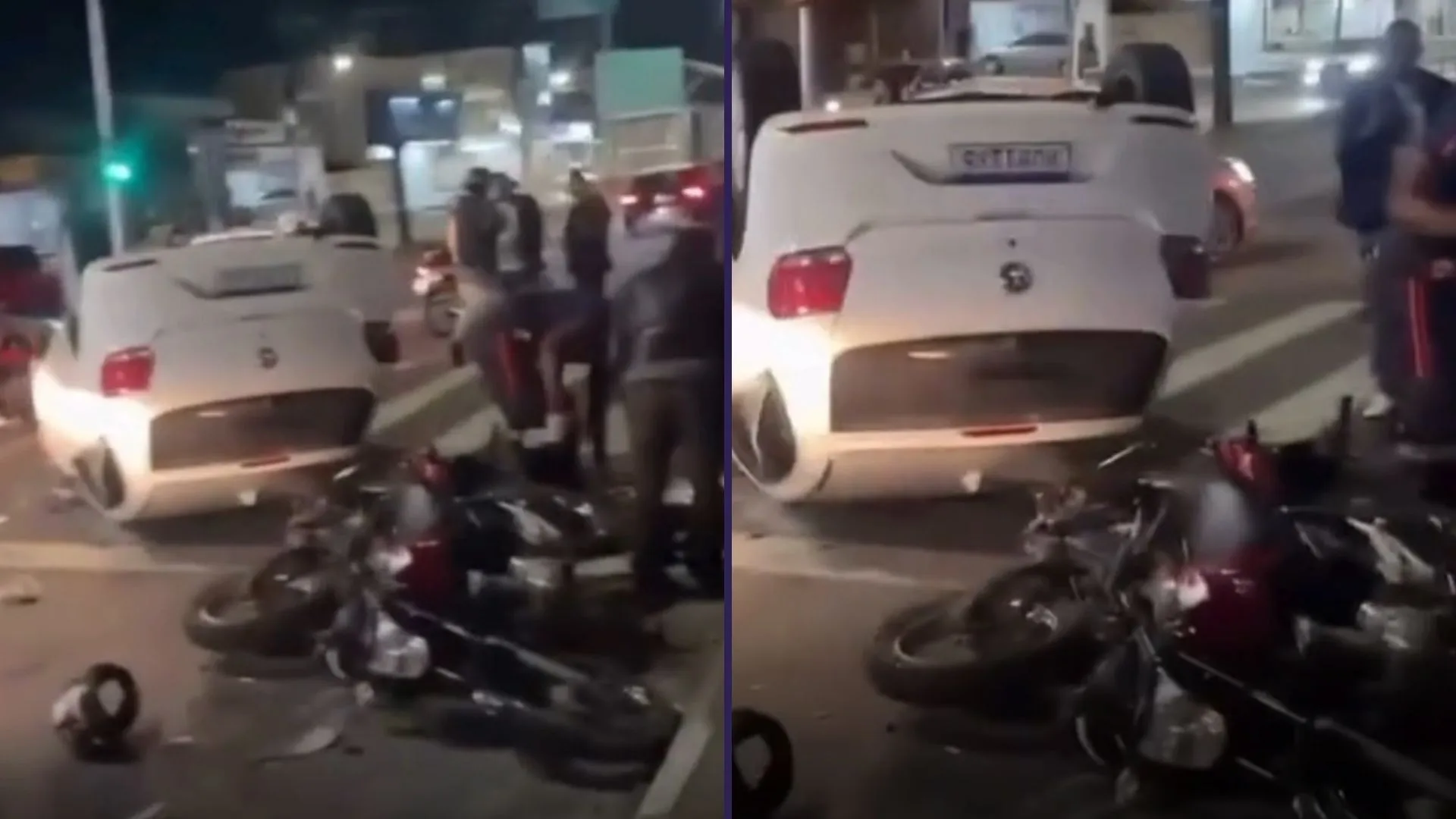 VÍDEO: ex-policial militar atropela motociclistas e capota carro em Feira de Santana