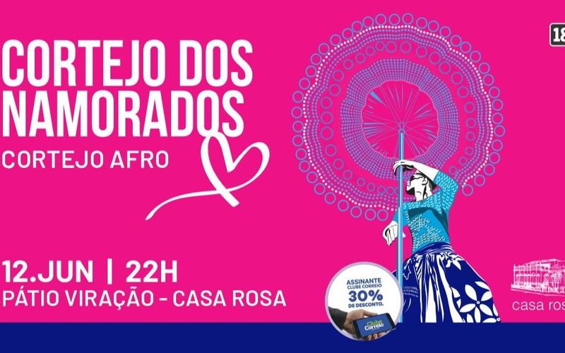 Misturando romantismo, ancestralidade e muita percuss&atilde;o, o Cortejo Afro apresenta um espet&aacute;culo especial para o Dia dos Namorados/Foto: Divulga&ccedil;&atilde;o