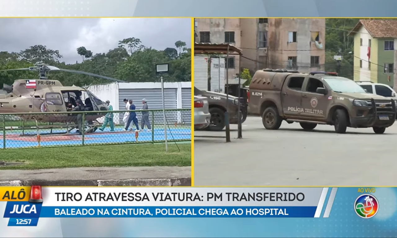 Polícia cerca condomínio após PM ser baleado. Foto: TV Aratu