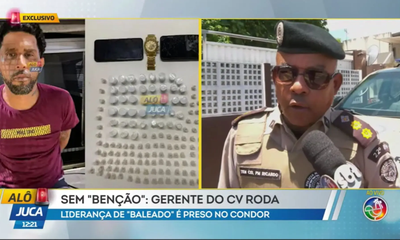 Bra&ccedil;o direito de chefe do CV no Rio &eacute; preso em Salvador.Foto: reprodu&ccedil;&atilde;o / TV Aratu 