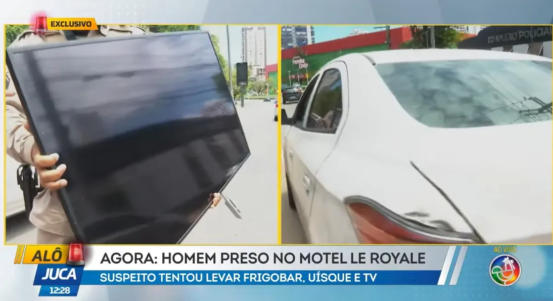Homem é preso ao tentar furtar TV, frigobar e bebidas de motel em Salvador