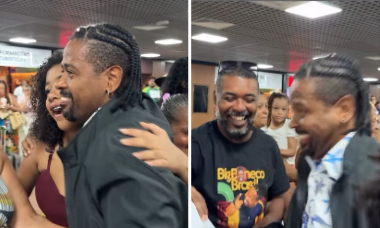 Leandro &lsquo;Boneco&rsquo; no aeroporto. Foto: Redes sociais
