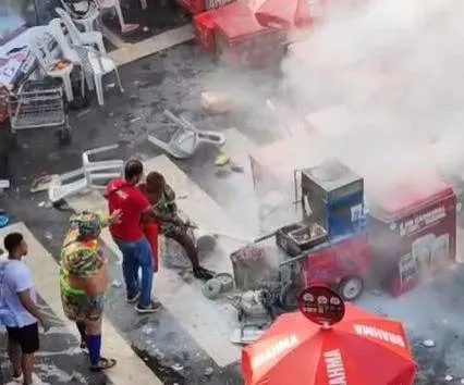 VÍDEO: As Muquiranas ajudam a apagar incêndio de carrinho de pipoca no Campo Grande