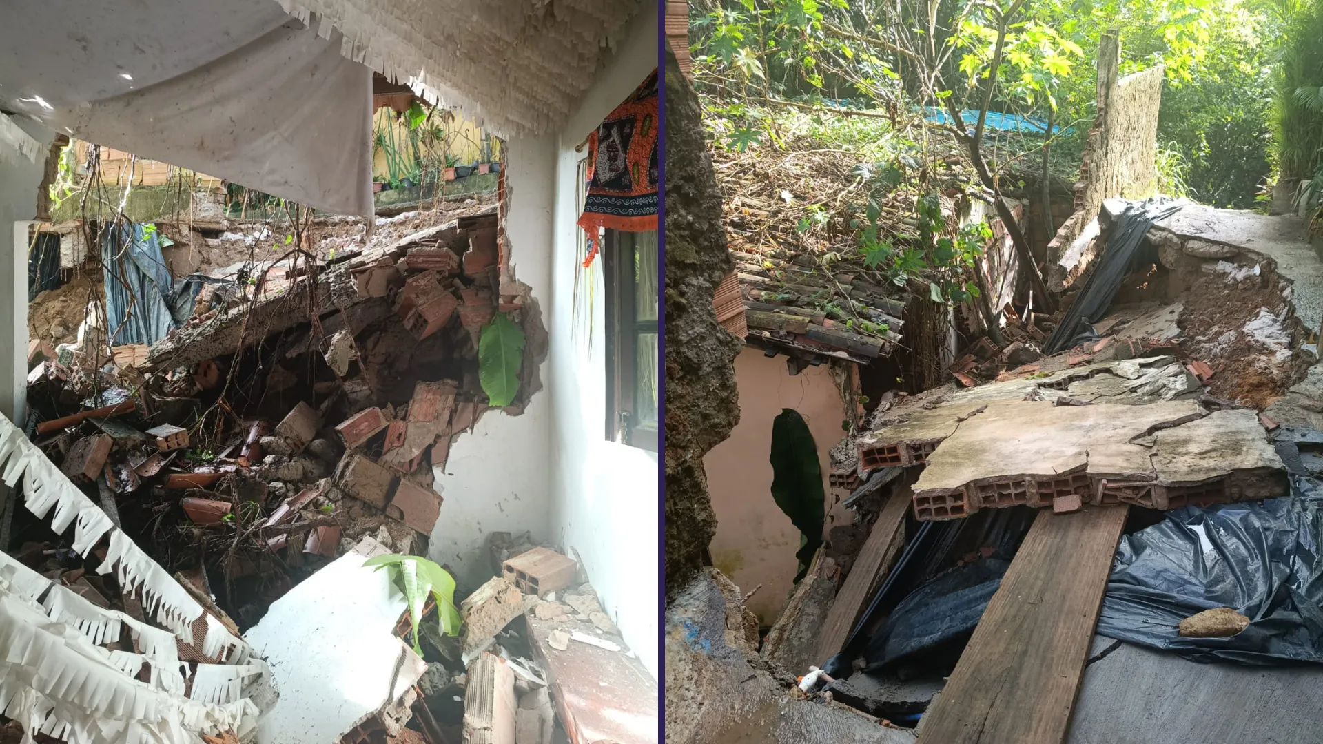 Muro desaba e atinge terreiro em Cajazeiras; moradores ficam ilhados