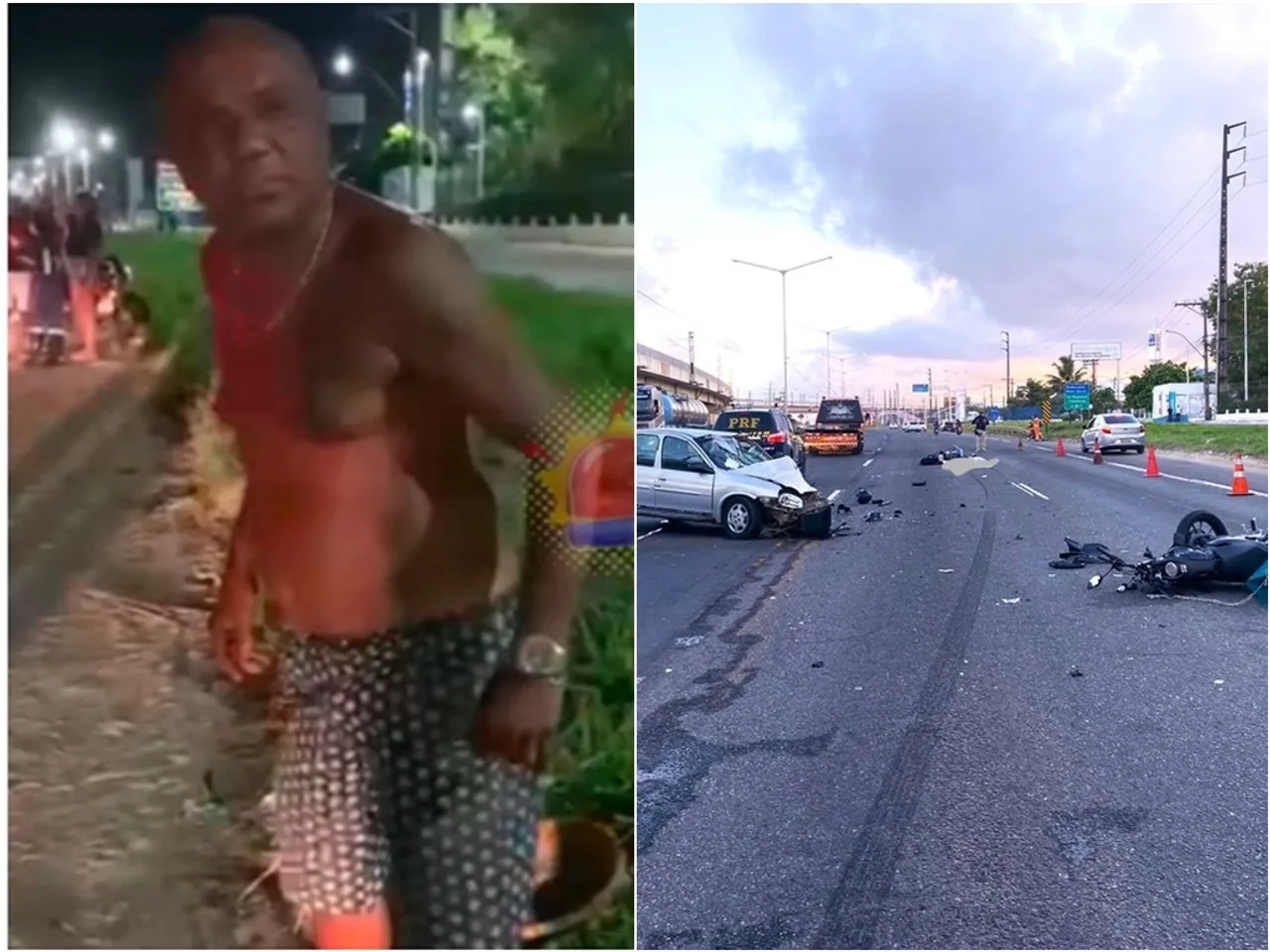 O acidente aconteceu na madrugada de domingo e o motorista estaria na contramão. Foto: Redes Soiais e PRF