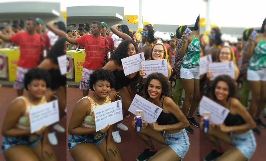 Tendência? Foliões trocam fantasias por ‘plaquinhas’; veja fotos