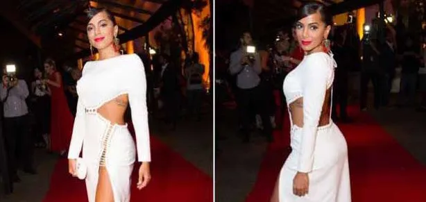 Sem calcinha, Anitta rouba a cena em festa de premiação
