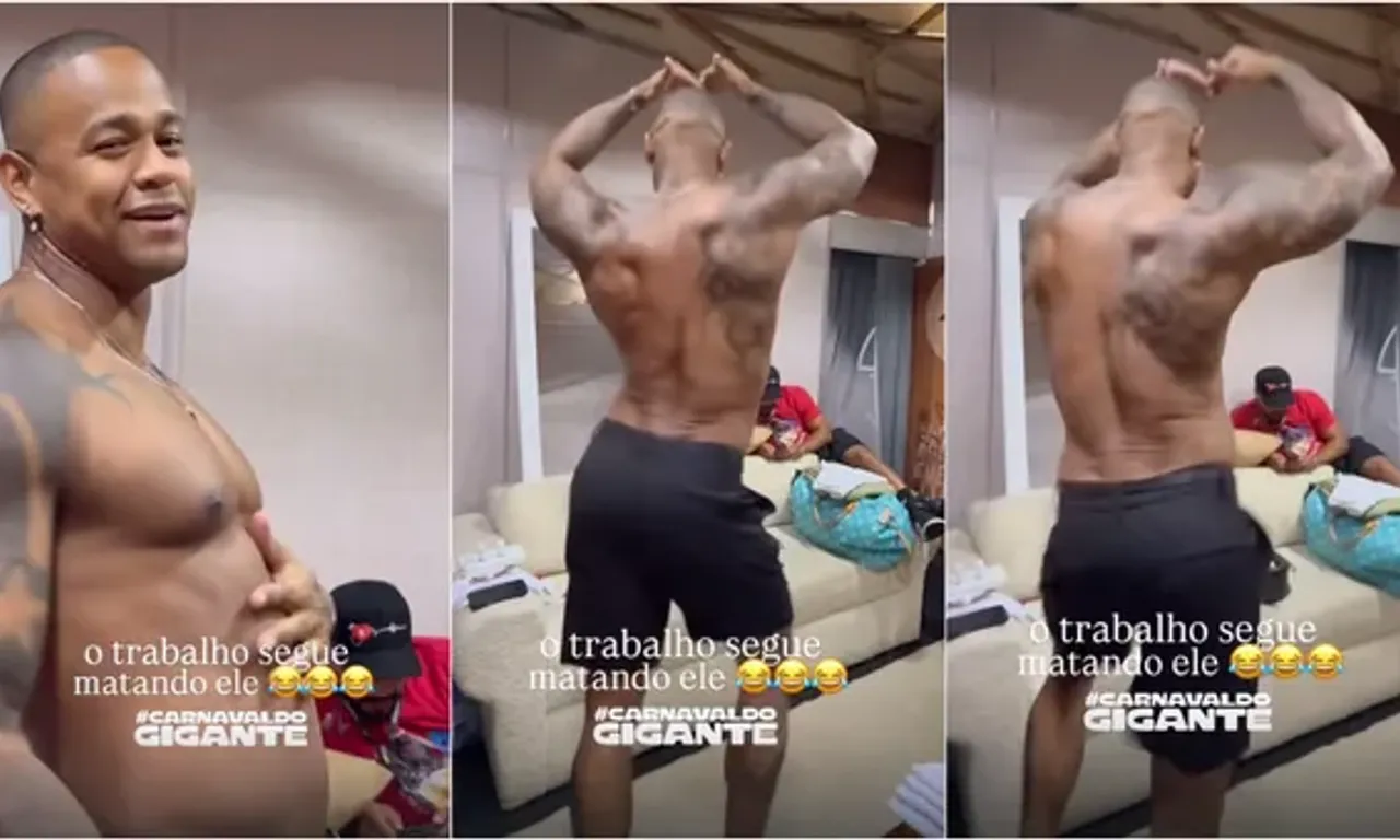 A equipe do artista entrou na brincadeira. 