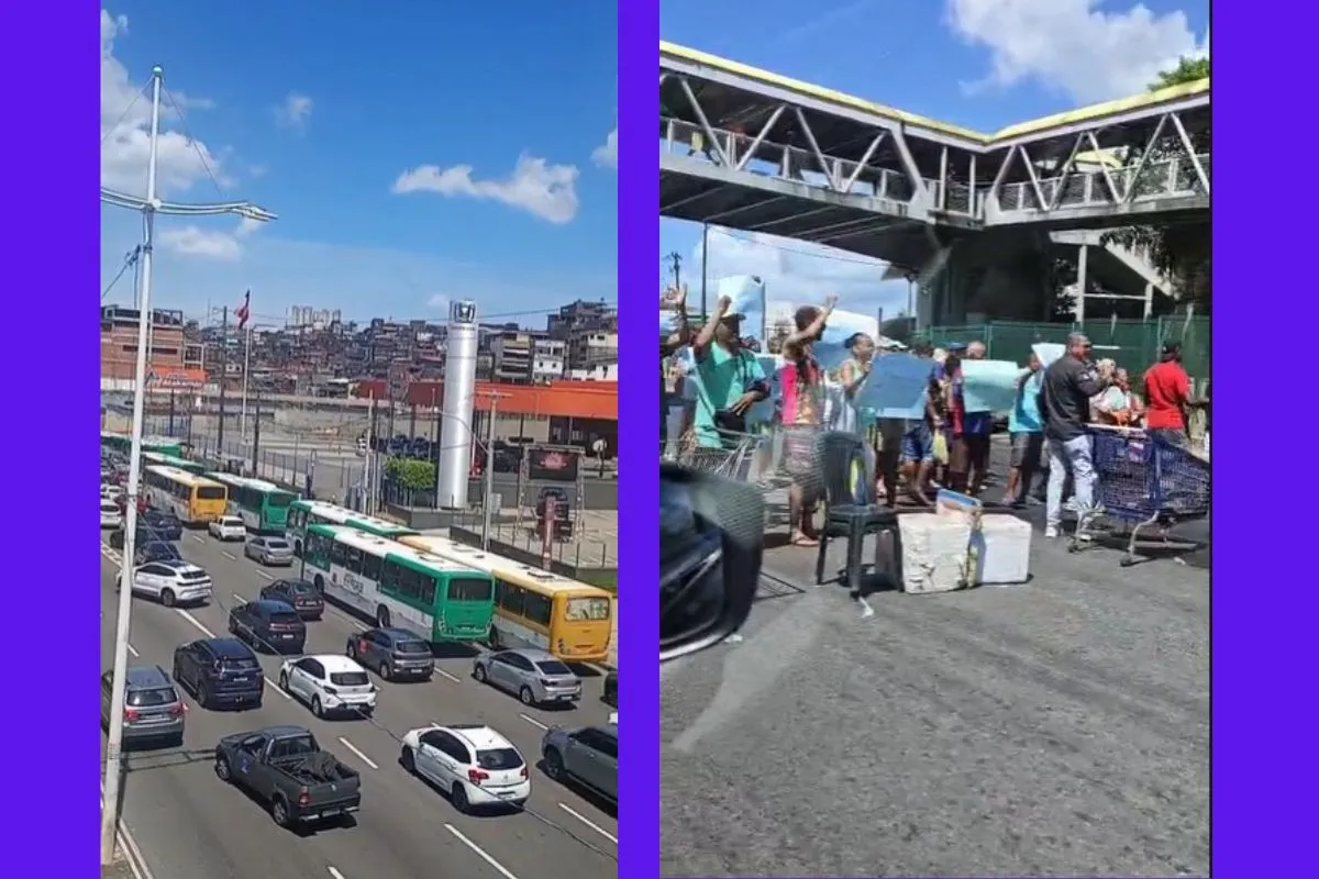 VÍDEO: ambulantes da antiga rodoviária protestam congestionando Av. ACM 