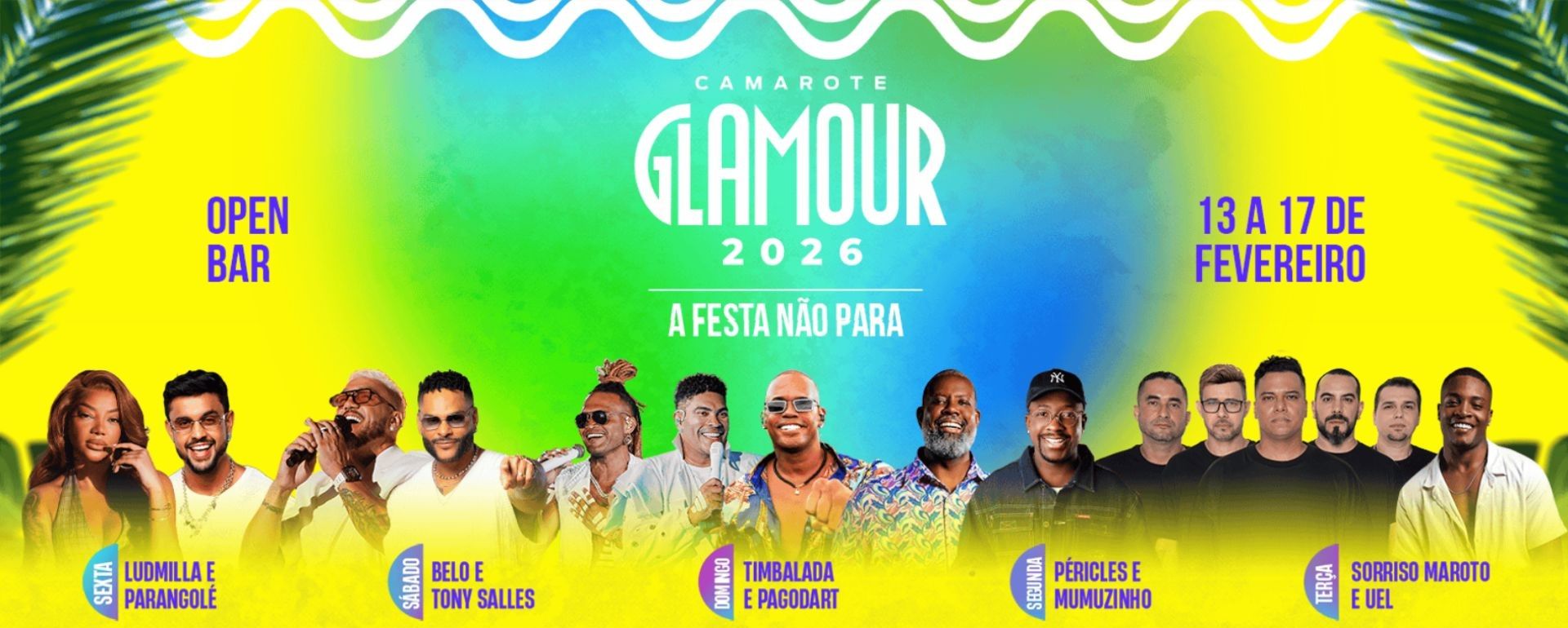 Atrações do Camarote Glamour no Carnaval 2026