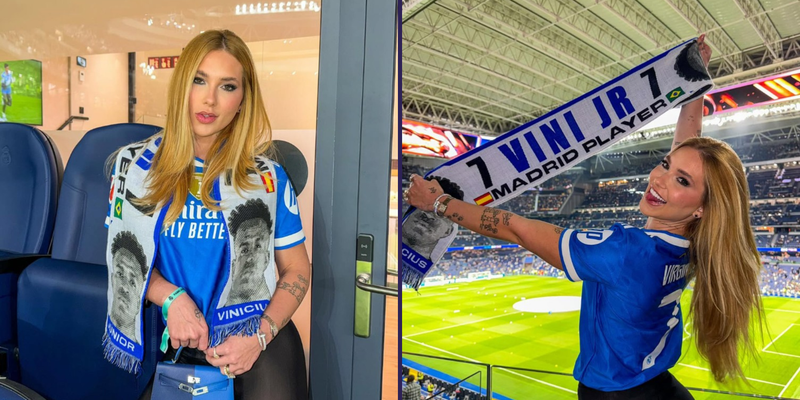 Vini Jr. vive ótima fase no Real Madrid e tem contado com o apoio presencial da namorada nos jogos/Foto: Redes Sociais 