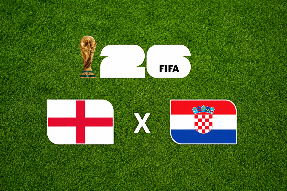 Inglaterra e Cro&aacute;cia jogam a partir das 17h. Foto: Ilustra&ccedil;&atilde;o