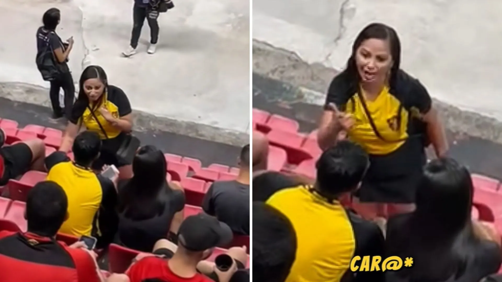 Mulher flagra marido com amante durante jogo do Sport. Foto: Redes sociais 