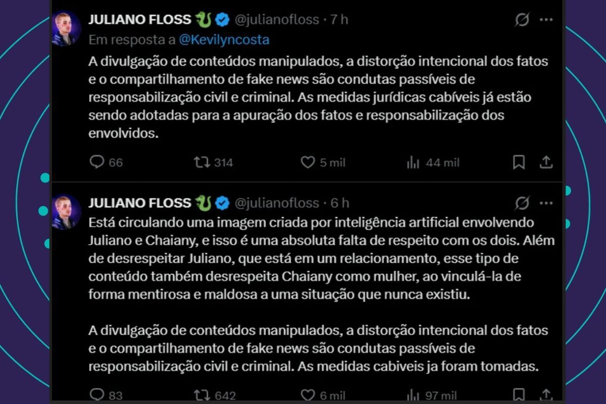 Equipe De Juliano Floss Denuncia Imagem Falsa Com Chaiany E Anuncia Medidas Judiciais. |Foto: Reprodu&ccedil;&atilde;o Redes Sociais 