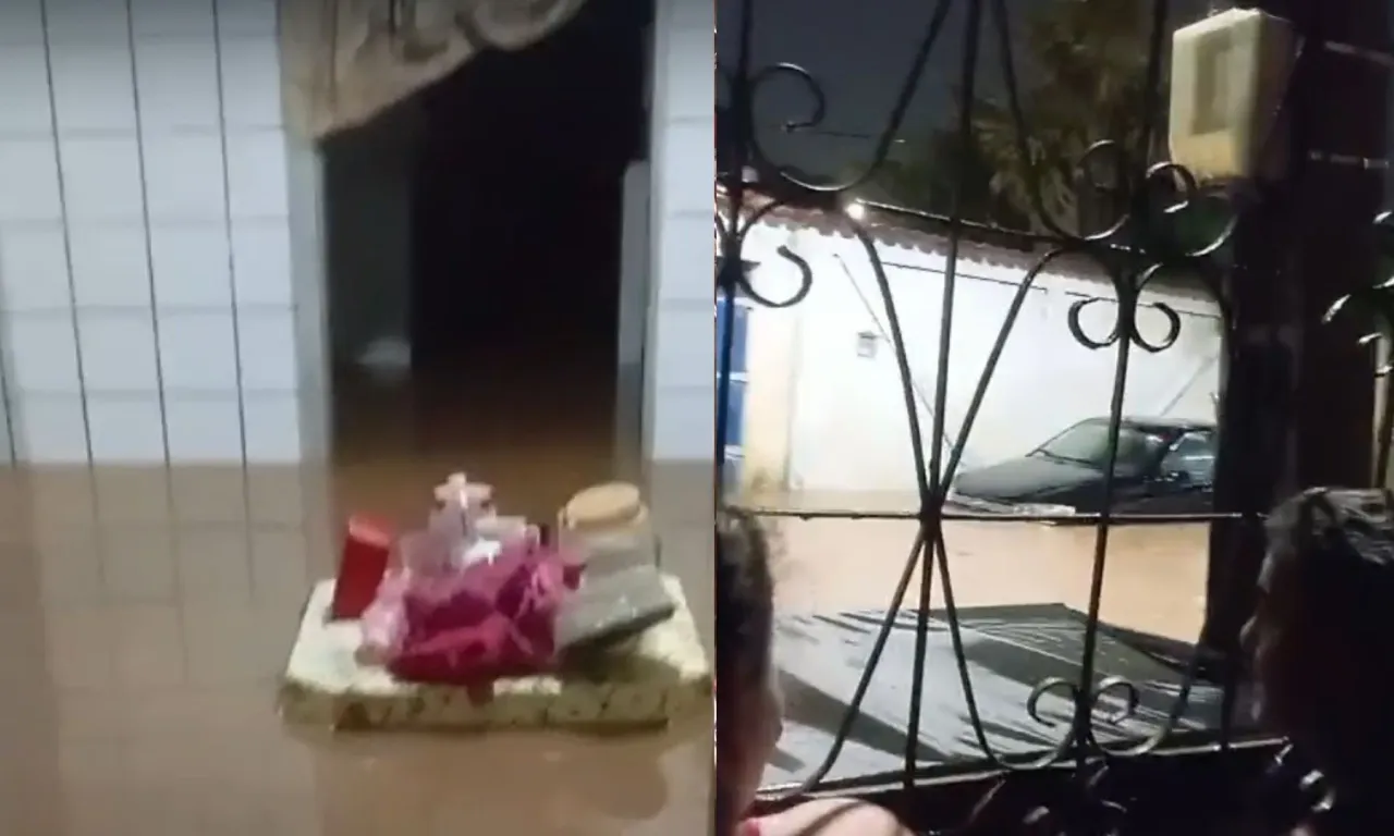 Chuva invade casas em Itapuã. Foto: Reprodução