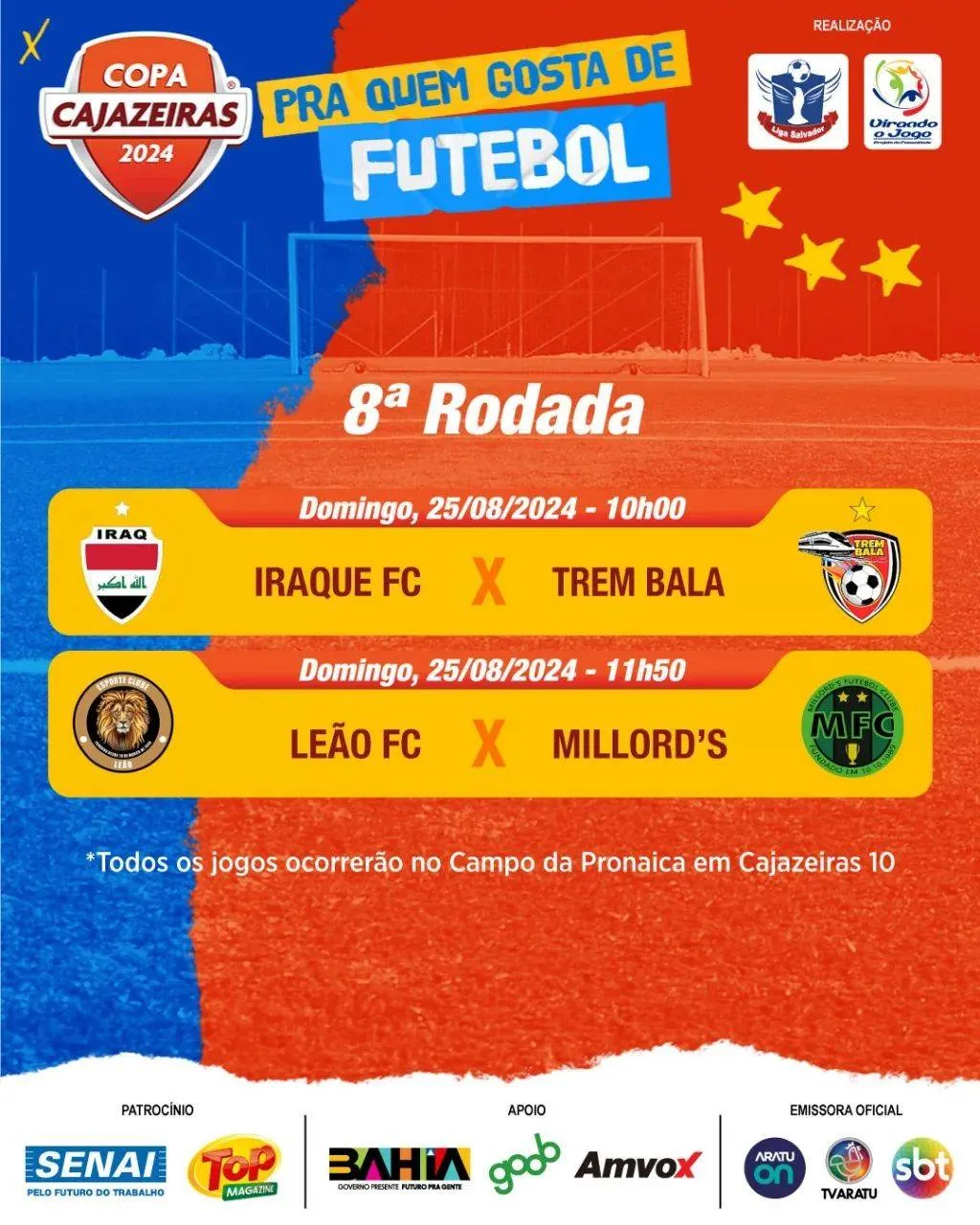 Copa Cajazeiras: Grupo 1 chega a rodada final com dois jogos neste domingo (24/8) na Pronaica