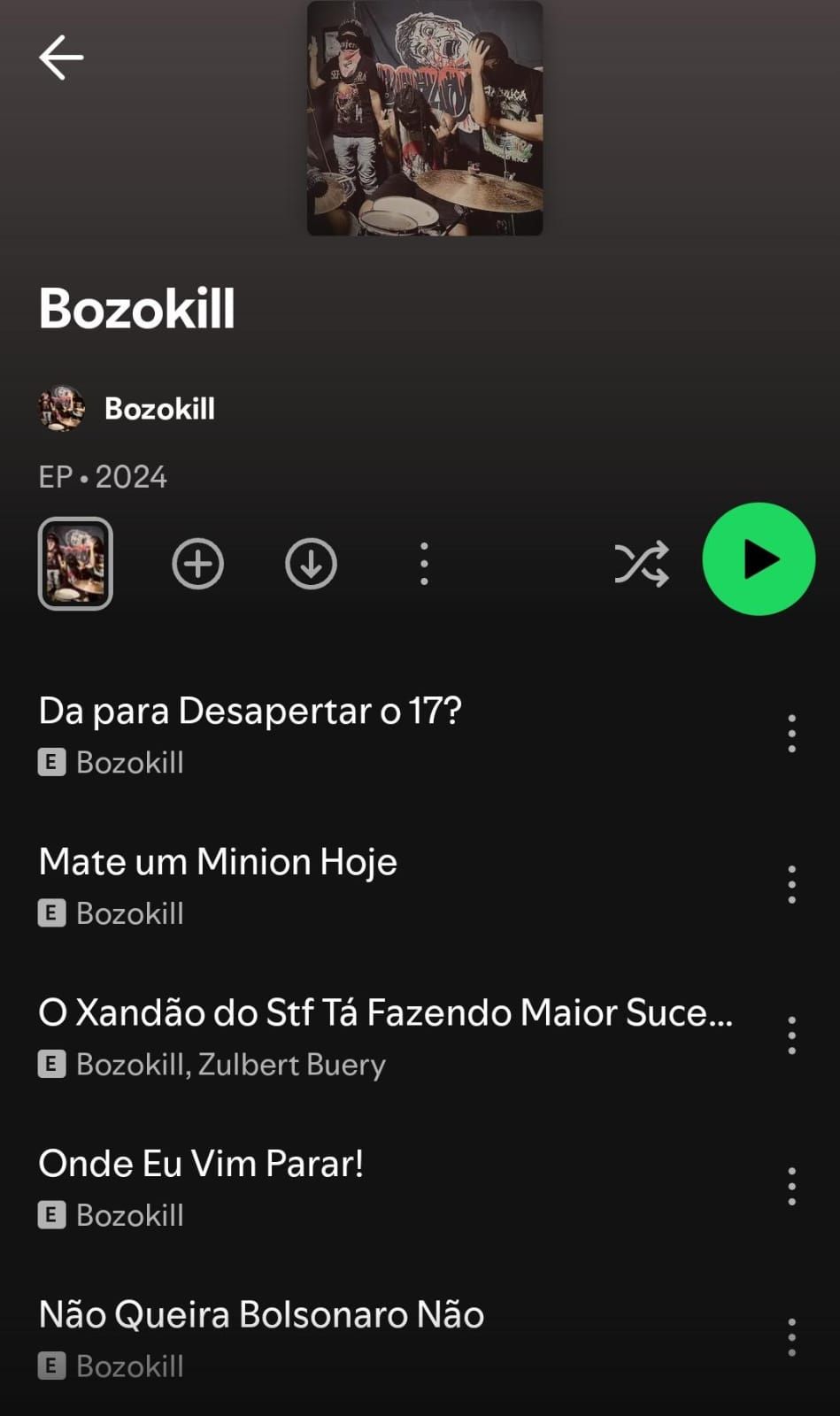 Banda Bozokill faz apologia à violência contra Bolsonaro e seus adeptos. Foto: Reprodução/Redes Sociais