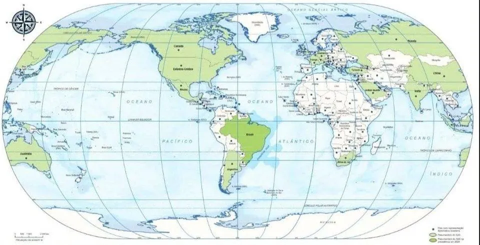IBGE lança mapa-múndi com Brasil no centro do planeta