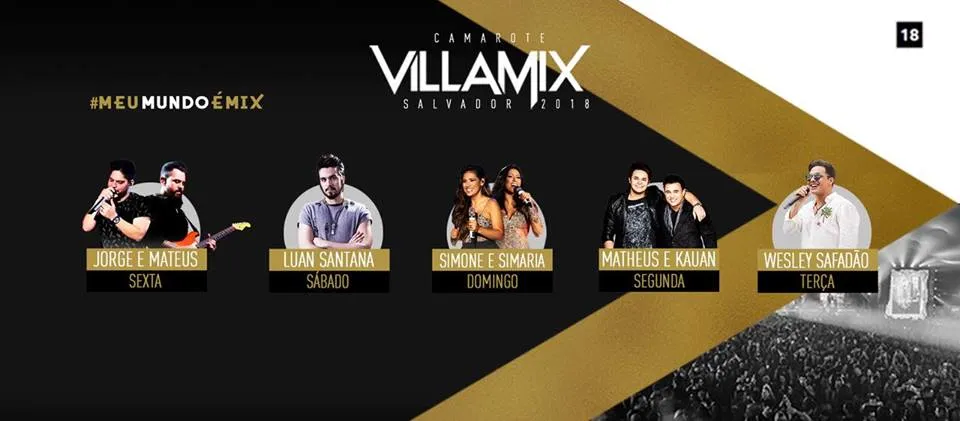 CARNAVAL 2018: Camarote Villa Mix 2018 terá tema “Meu Mundo Mix”