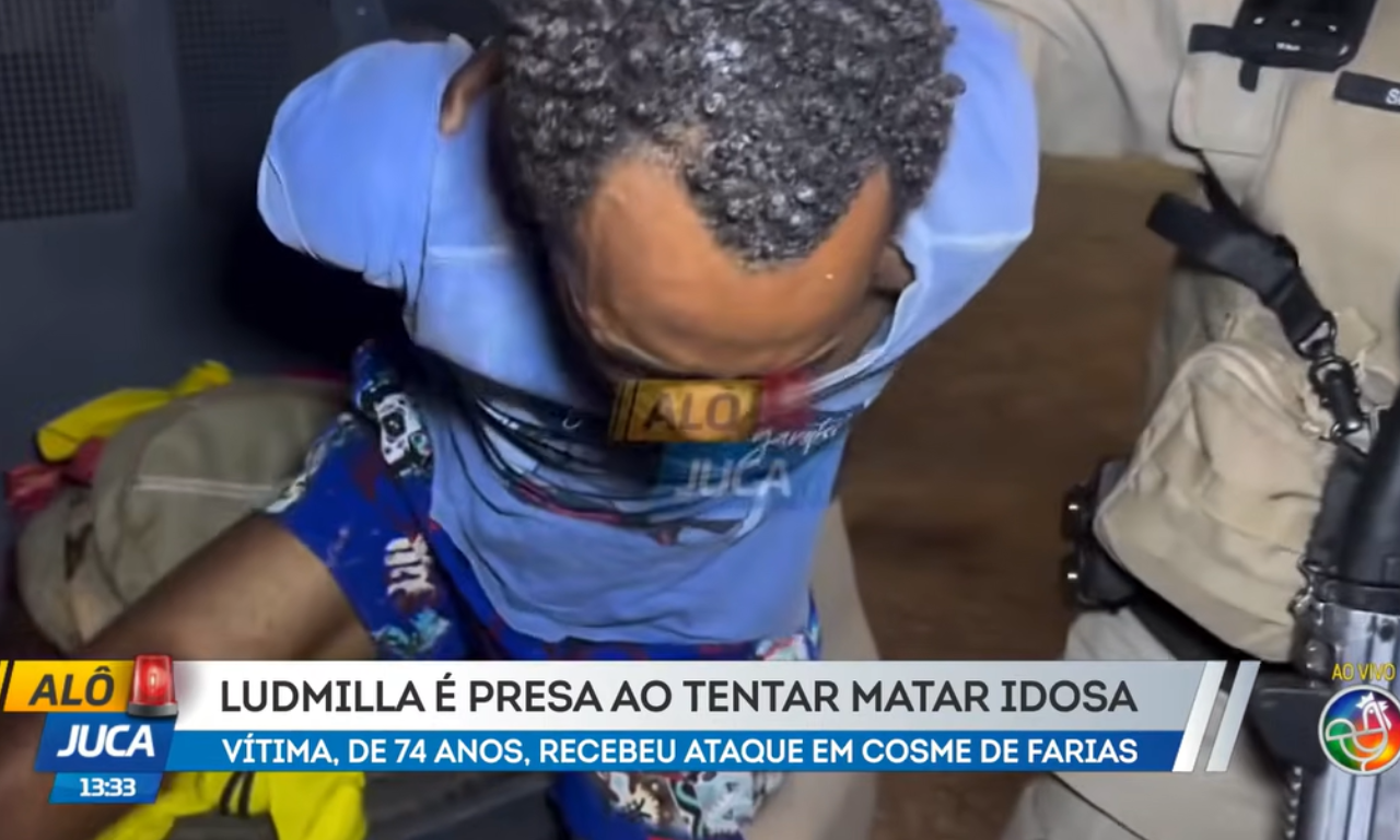 Homem &eacute; preso ap&oacute;s tentar matar idosa de 73 anos em Salvador. Foto: TV Aratu