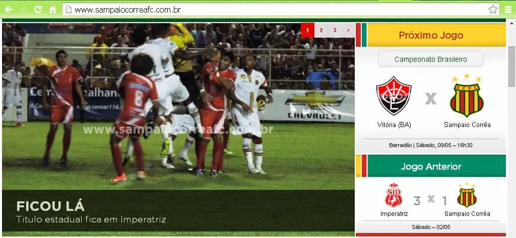 Sampaio Correa coloca escudo do Vitória com as iniciais VICE em site do clube