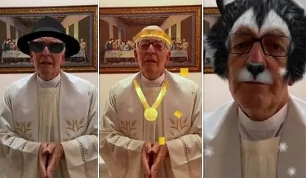 "Sou amador", explica Padre que viralizou na web por usar filtros engraçados durante prece