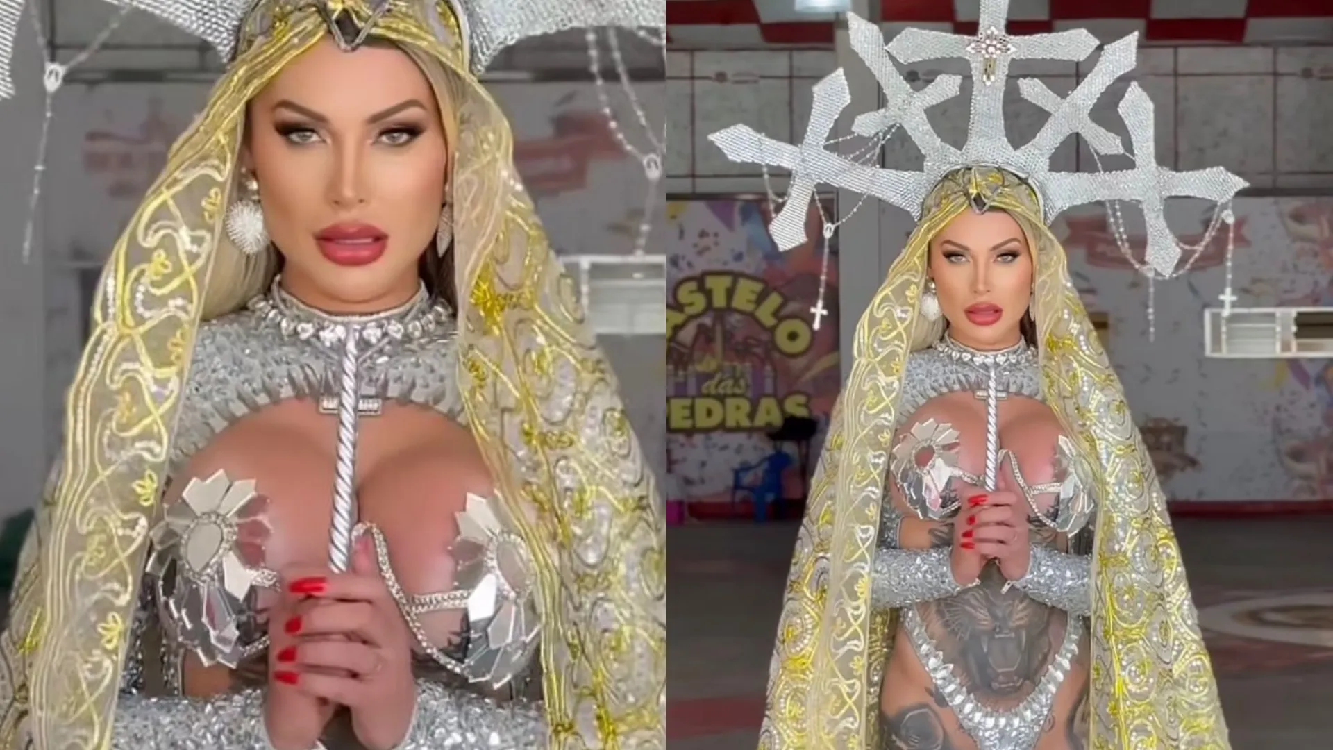 Após vídeo com filho, Andressa Urach se veste de santa: 'Falso moralismo'
