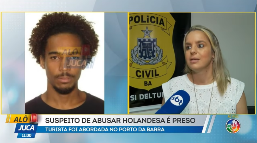 Suspeito de abusar de turista holandesa é preso em Salvador. Foto: Reprodução TV Aratu
