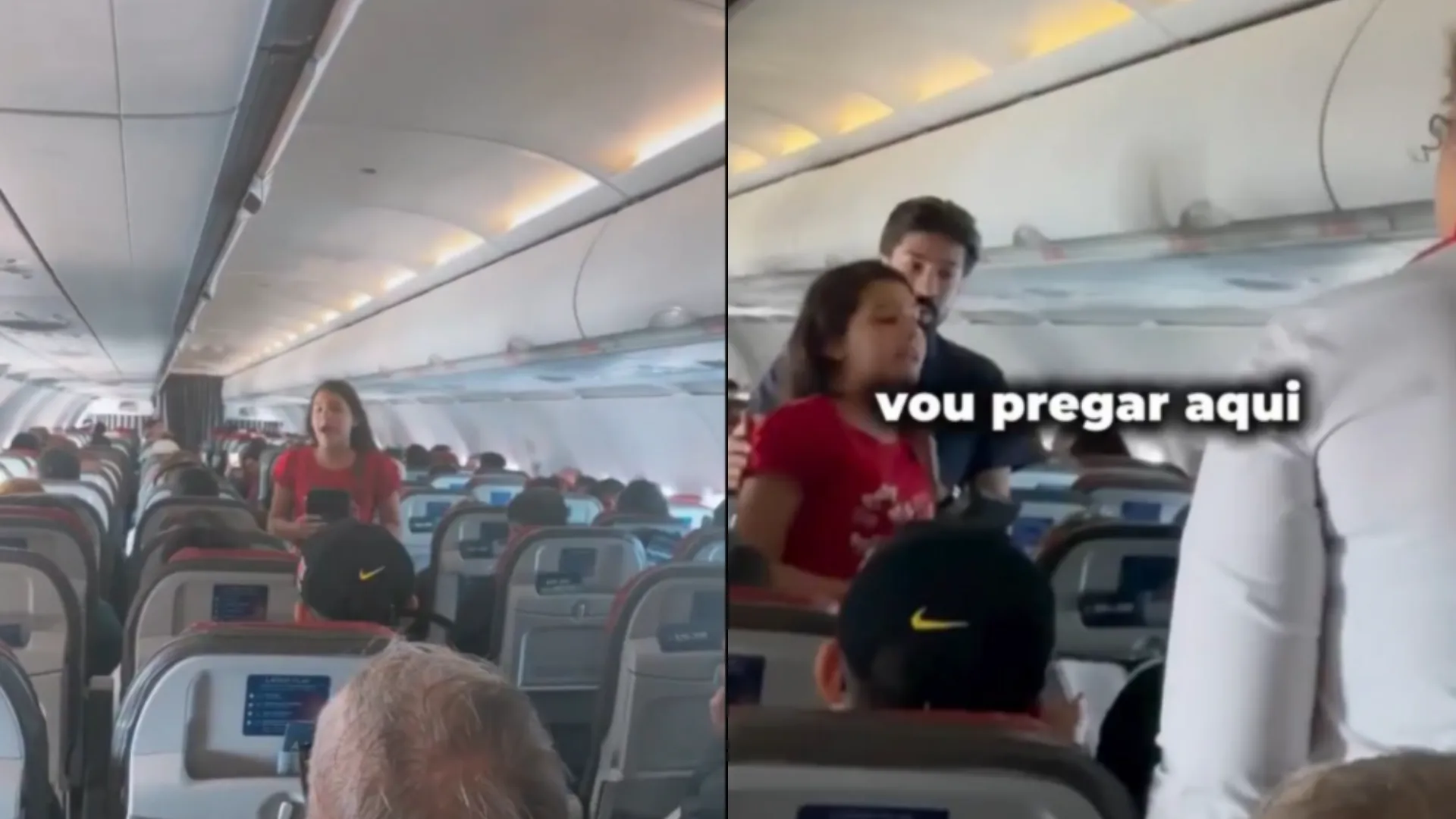 Pastora mirim prega em avião é contida por comissários: 'Jesus mandou!'