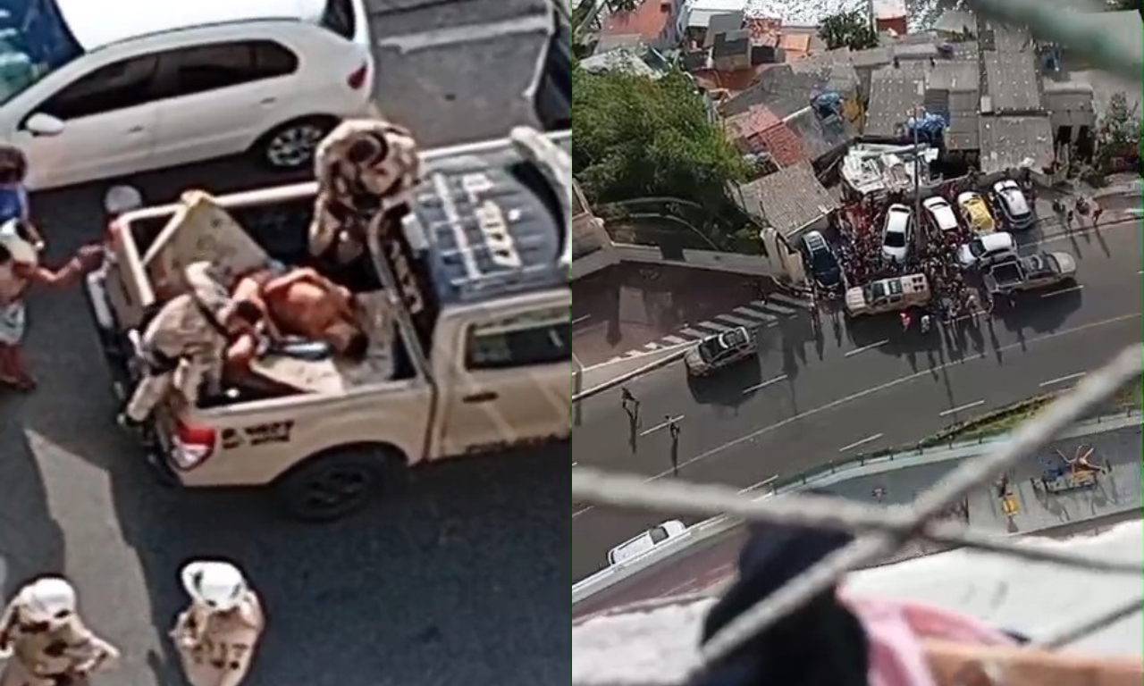 Homem &eacute; baleado durante confronto com a PM na Gamboa. Foto: Leitor Aratu On