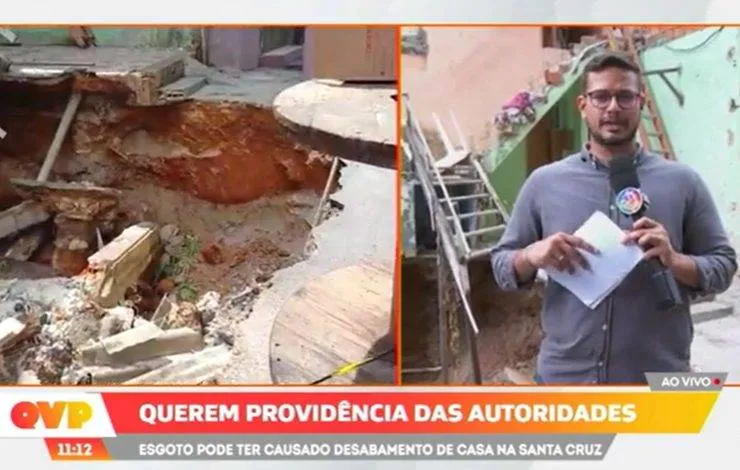 Casas desabam em Santa Cruz; moradores suspeitam que incidente foi causado por esgoto