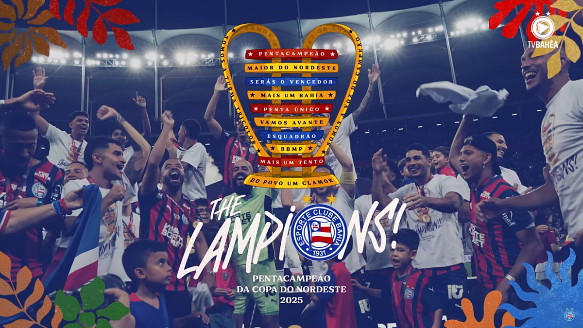 Documentário de 46 minutos mostra a trajetória do Bahia nas finais da Copa do Nordeste 2025, que culminaram no pentacampeonato. Foto: EC Bahia