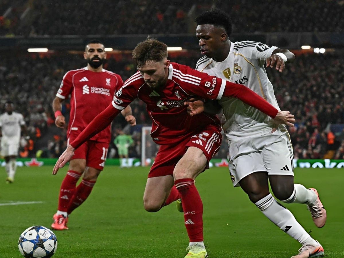 O Liverpool venceu o Real Madrid e quebrou a invencibilidade do rival na Champions. Foto: X/Liverpool