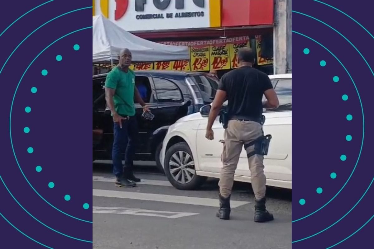 PM armado gera tens&atilde;o em discuss&atilde;o de tr&acirc;nsito. Foto: Reprodu&ccedil;&atilde;o | V&iacute;deo