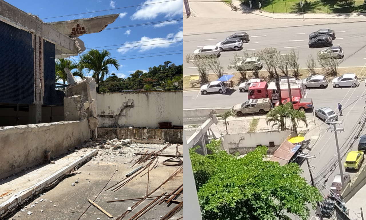 Trabalhador fica ferido ap&oacute;s pr&eacute;dio em constru&ccedil;&atilde;o desabar em Salvador. Foto: Divulga&ccedil;&atilde;o | Codesal