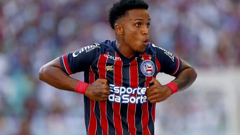 Kayky celebra gol contra o Vitória. Foto: Divulgação/Bahia
