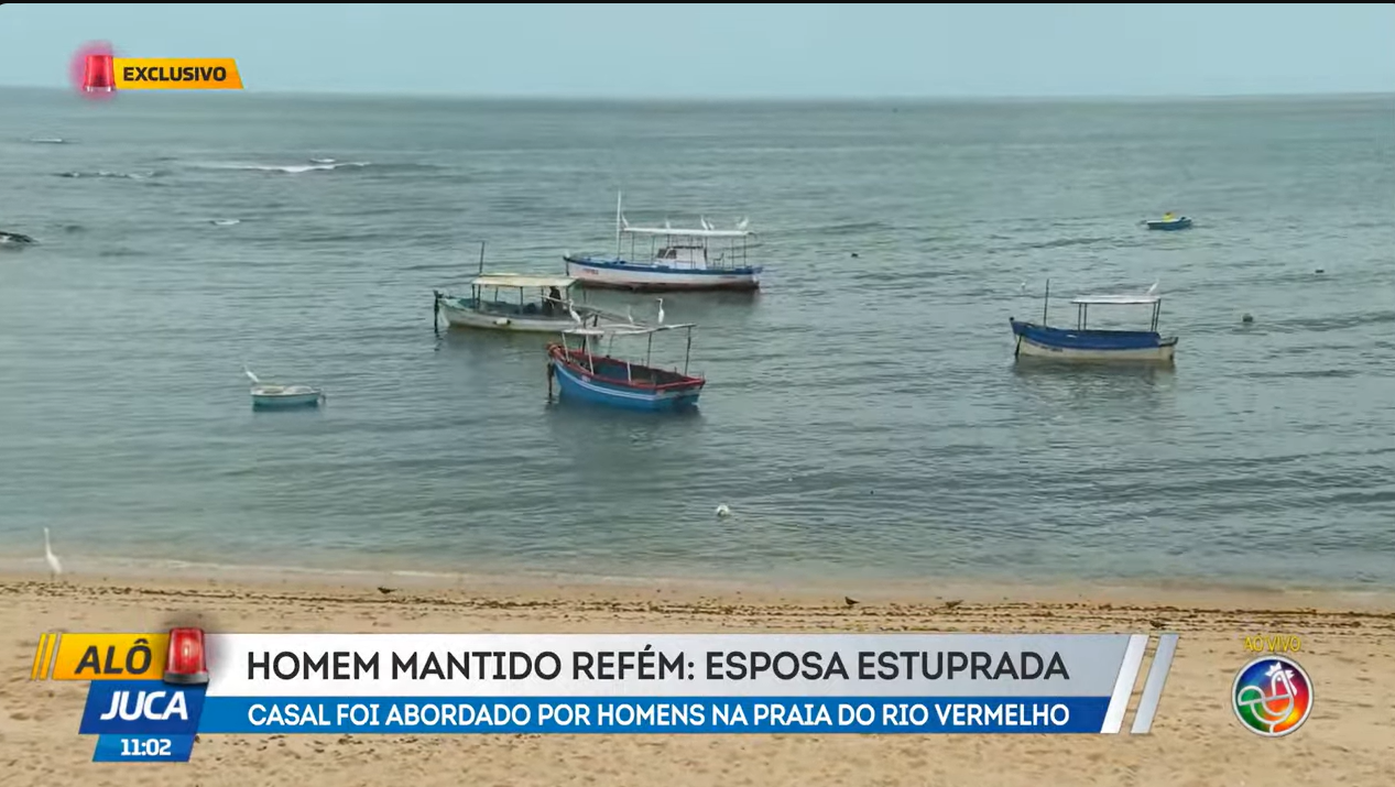 Mulher &eacute; estuprada durante assalto na praia do Rio Vermelho, em Salvador. Foto: Reprodu&ccedil;&atilde;o TV Aratu 