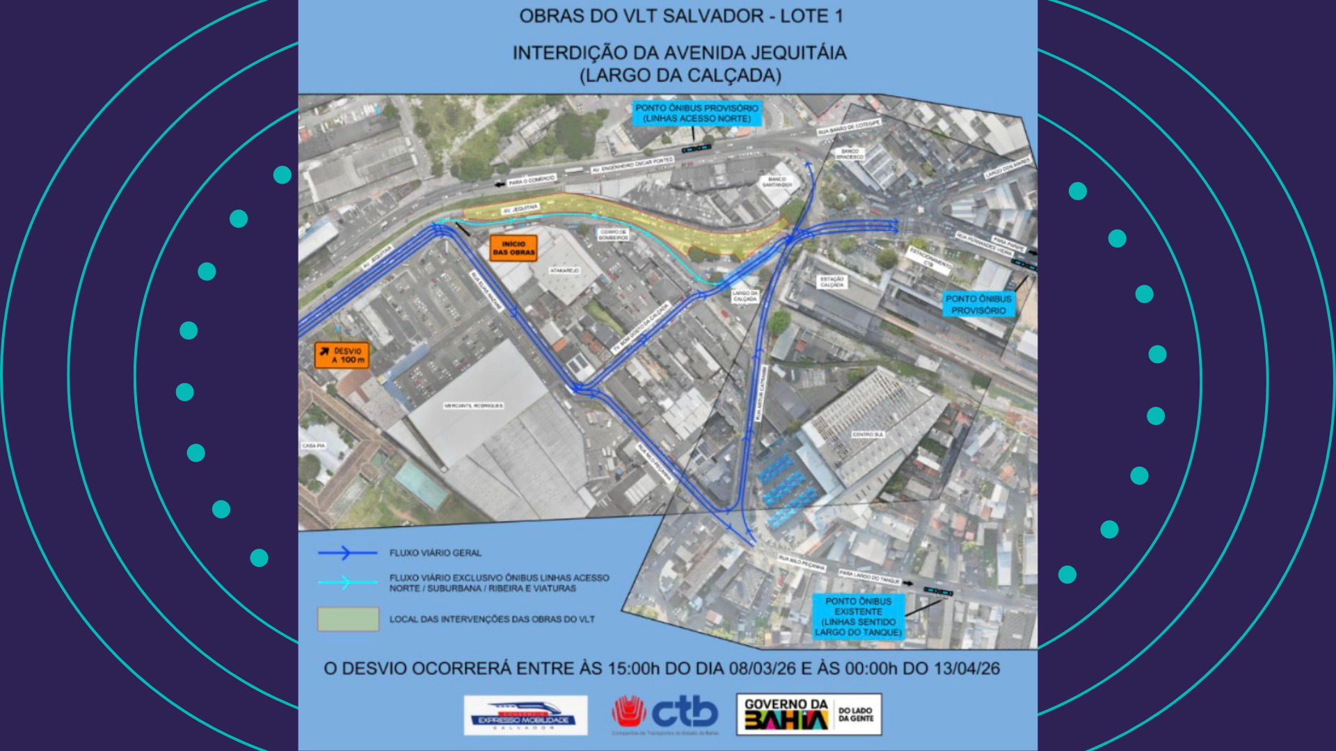 Um Trecho Da Avenida Jequitaia, Nas Proximidades Do Largo Da Cal&ccedil;ada, Ter&aacute; O Tr&aacute;fego Alterado a Partir Das 15h Deste Domingo (8)