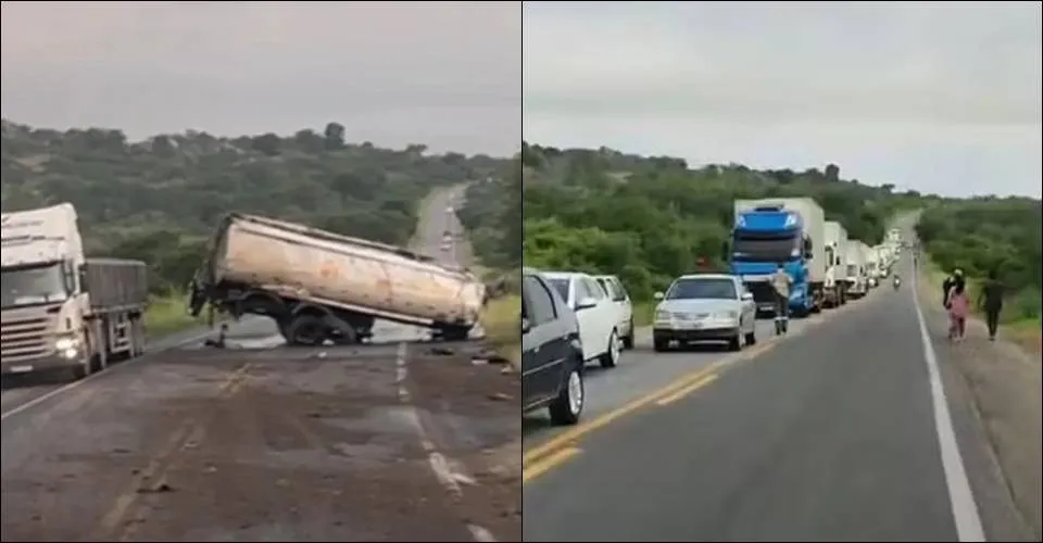 Acidente na BR-324 interdita trânsito na via; não há previsão de liberação