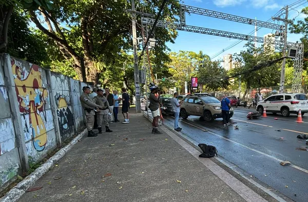 Motociclista morre em acidente no bairro de Ondina, em Salvador. Foto: Vítor Castro | TV Aratu