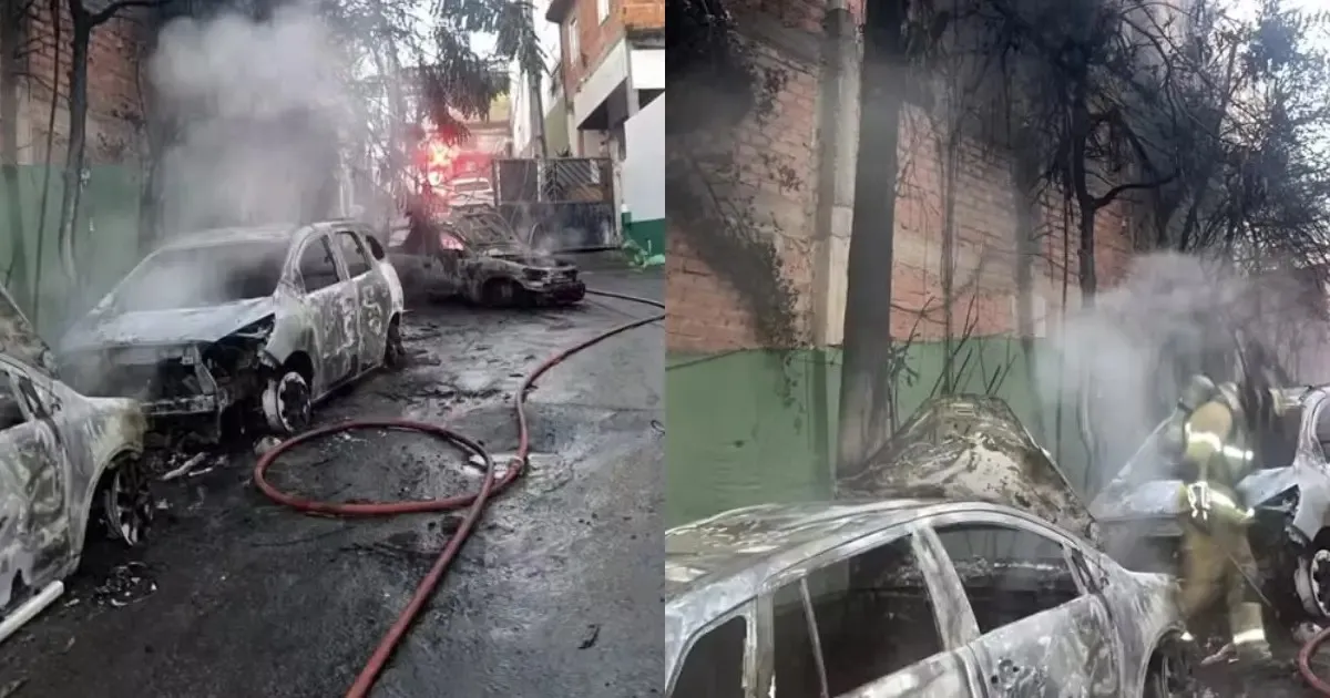 Incêndio destrói cinco carros e uma motocicleta após queda de fiação em Salvador