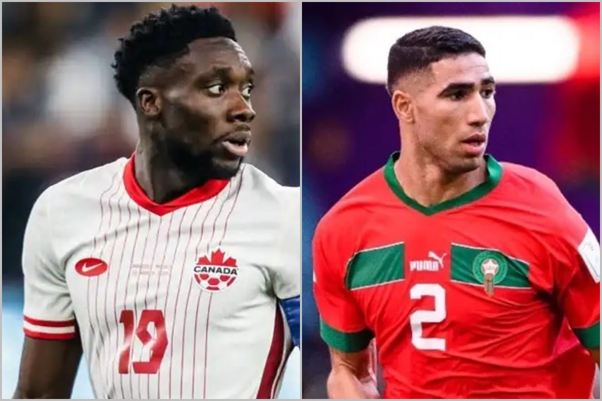 Alphonso Davies e Achraf Hakimi s&atilde;o atra&ccedil;&otilde;es de Canad&aacute; e Marrocos. Foto: Divulga&ccedil;&atilde;o
