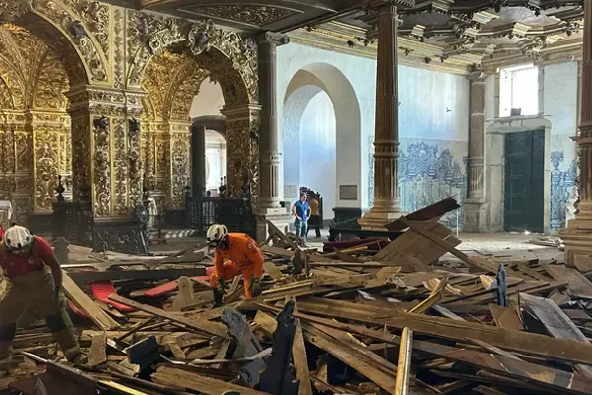 Desabamento do teto da igreja de S&atilde;o Francisco aconteceu em fevereiro de 2025. Foto: Divulga&ccedil;&atilde;o | Codesalo Foto Codesal