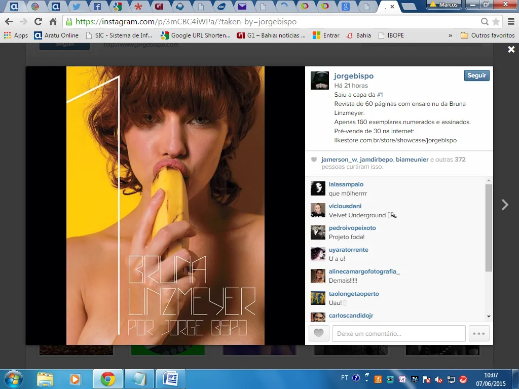 Com banana, Bruna Linzmeyer sensualiza em capa de ensaio nu