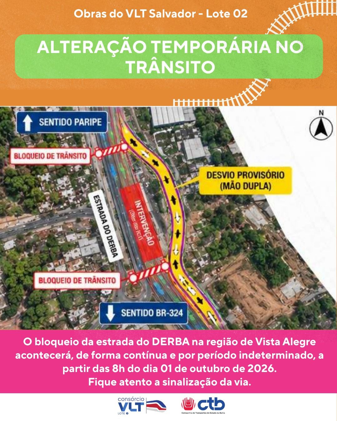 Obras de duplica&ccedil;&atilde;o da Estrada do Derba alteram tr&acirc;nsito em Salvador. Foto: Reprodu&ccedil;&atilde;o CTB