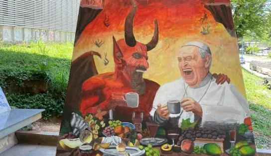 Pintura de Papa Francisco e 'diabo' na Ufba gera debate nas redes sociais