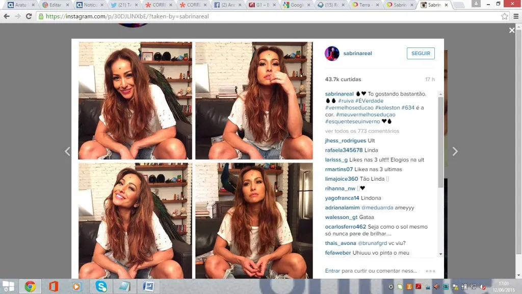 Sabrina Sato muda visual e fica ruiva: “vermelho sedução”