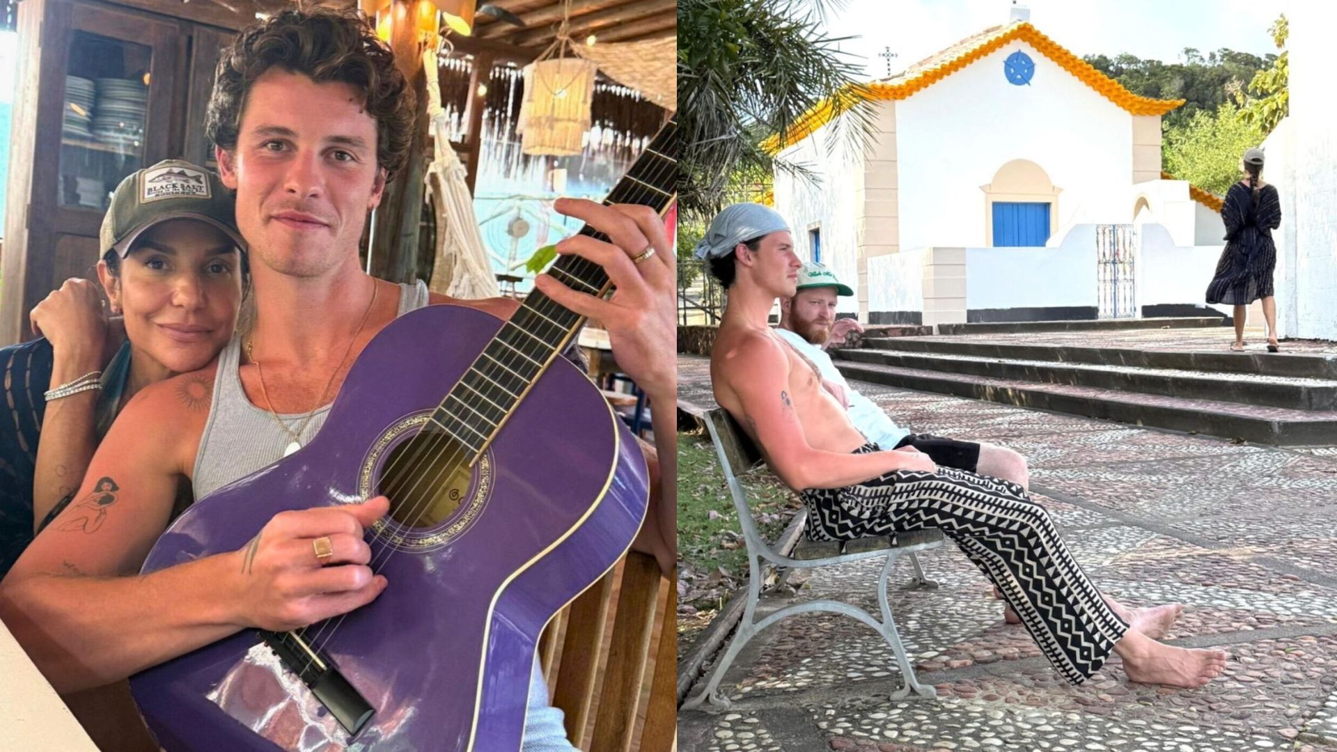 Ivete Sangalo e Shawn Mendes na Ilha dos Frades, que pertence a Salvador, nesta segunda-feira (10)